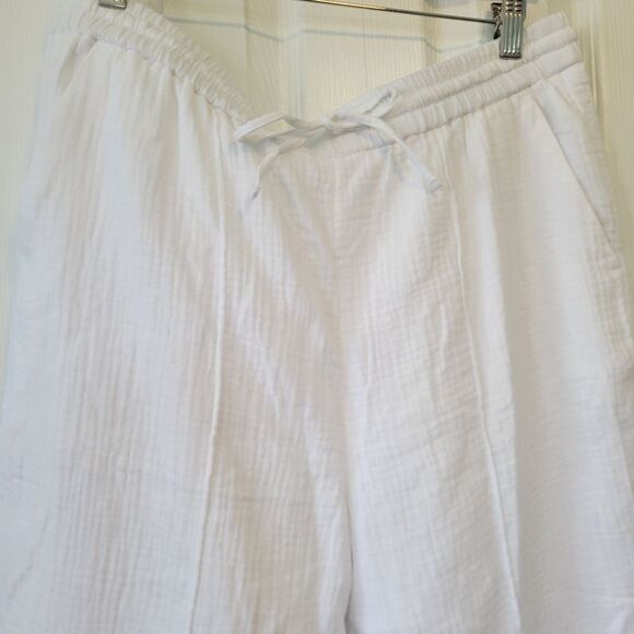 J. Crew Seaside Soft White Gauzy Cotton Pull On Pants Size Large - Picture 3 of 7